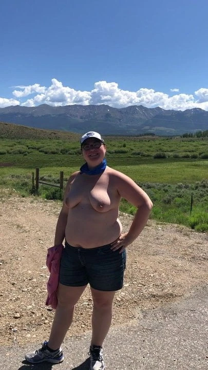 Topless in the mountains