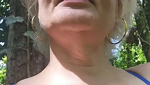 I was touching myself in the woods when a voyeur caught me and fucked my pussy.