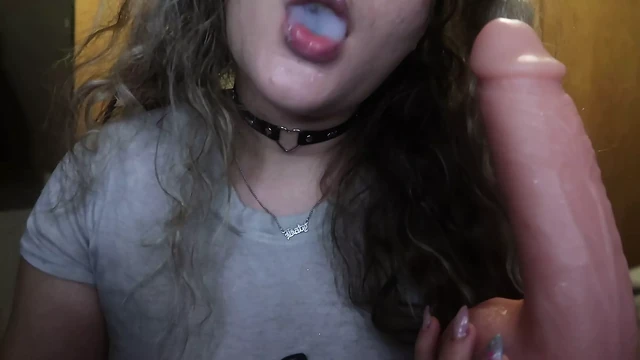 Pretty Woman with Painted Lips SMOKES a CIGARETTE for you