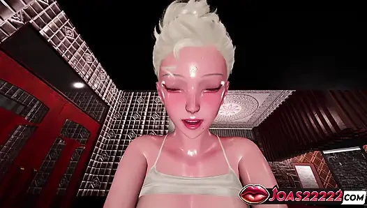 Mikazuki Blonde 3D Animation - Legs-Up POV Missionary, Cowgirl on Chair, Anal Doggystyle Creampie