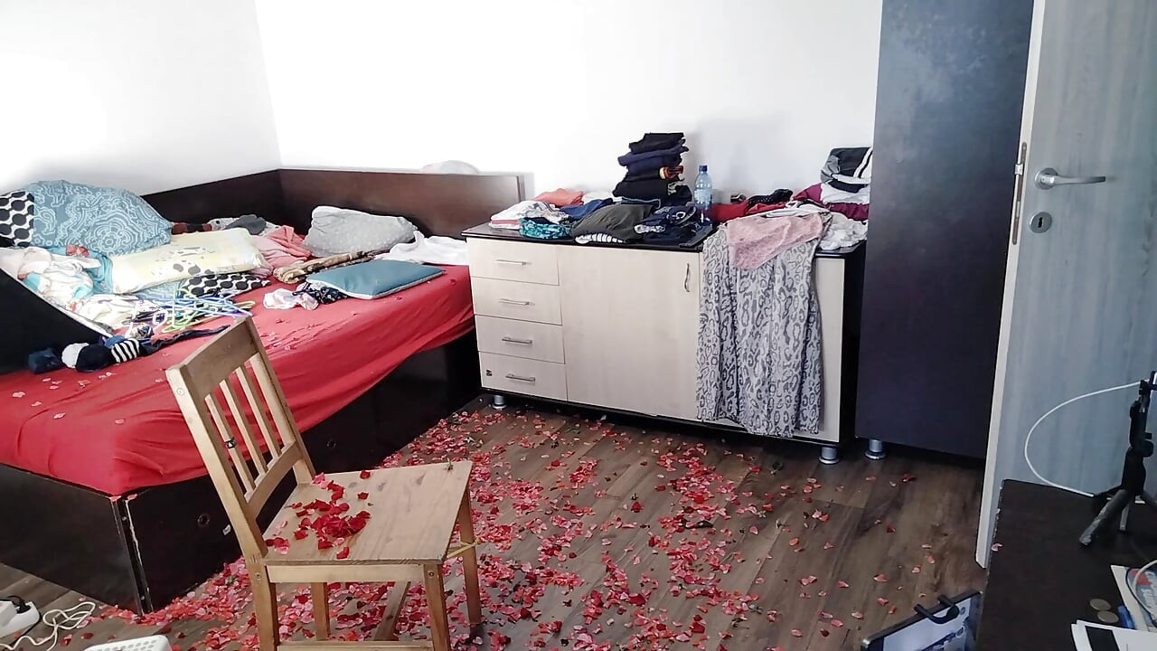 Amateur Wife Having Fun with Roses. Sexy Mom Cleans with the Vacuum Cleaner.