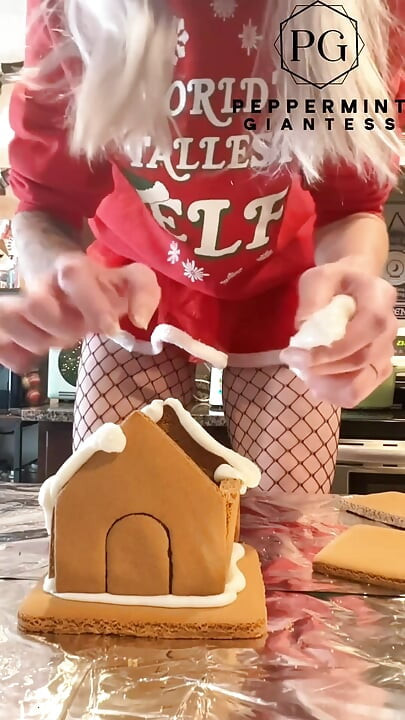 73 Giantess in 8-inch Heels Builds a Gingerbread Village