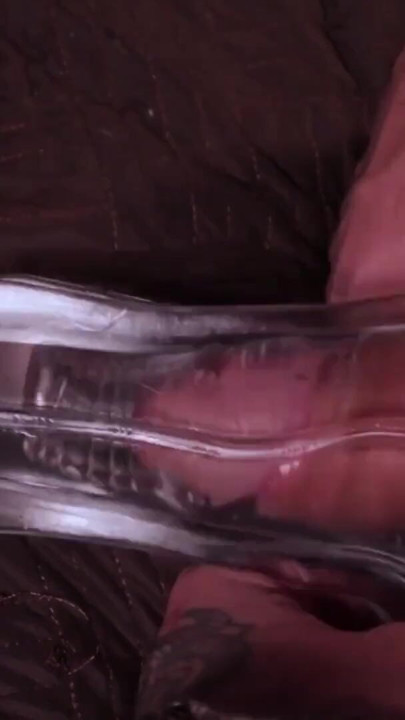 Big Hairy Cock Daddy Fucking A Transparent Fleshlight And Filling It With Cum | Clip 1
