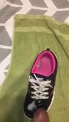Blowing a load on her Nike Frees