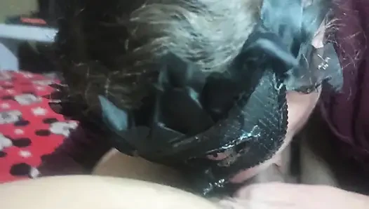 My girlfriend gives me a delicious blowjob until she swallows my milk
