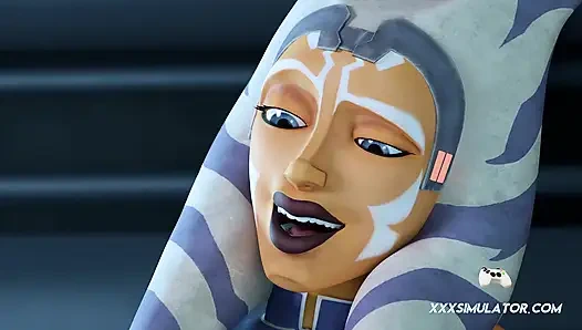 Kaki telanjang Ahsoka membelai batangnya sampai muncrat ke seluruh tubuhnya