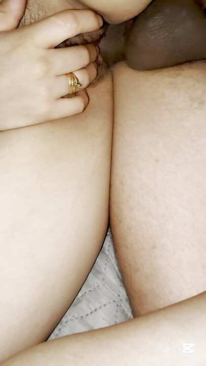 Closeup side fuck with inside cumshot, pink pussy with pubic hair