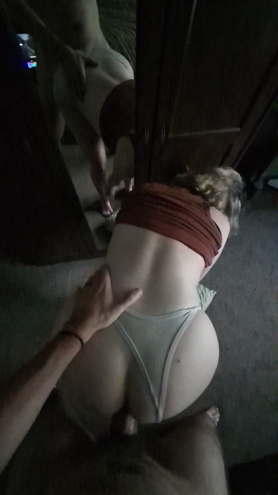 Blonde bitch fucked from behind in mirror | Clip 1