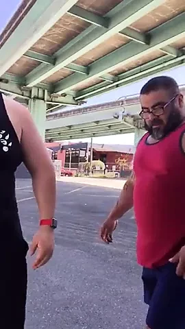 Master and his hubby after their workout in the parking lot.