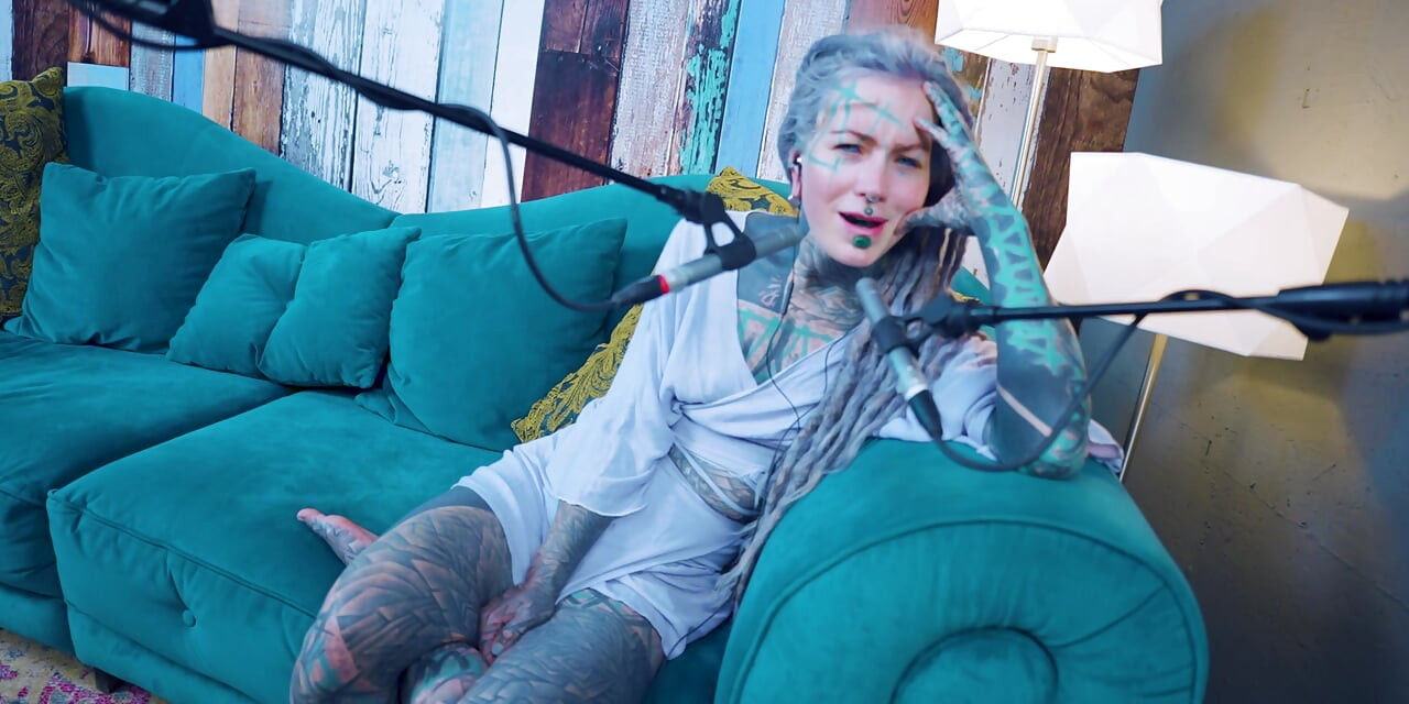 I talk about P - Passion - ASMR podcast SFW talking goth skinny girl dreadlocks tattoo model inked girl