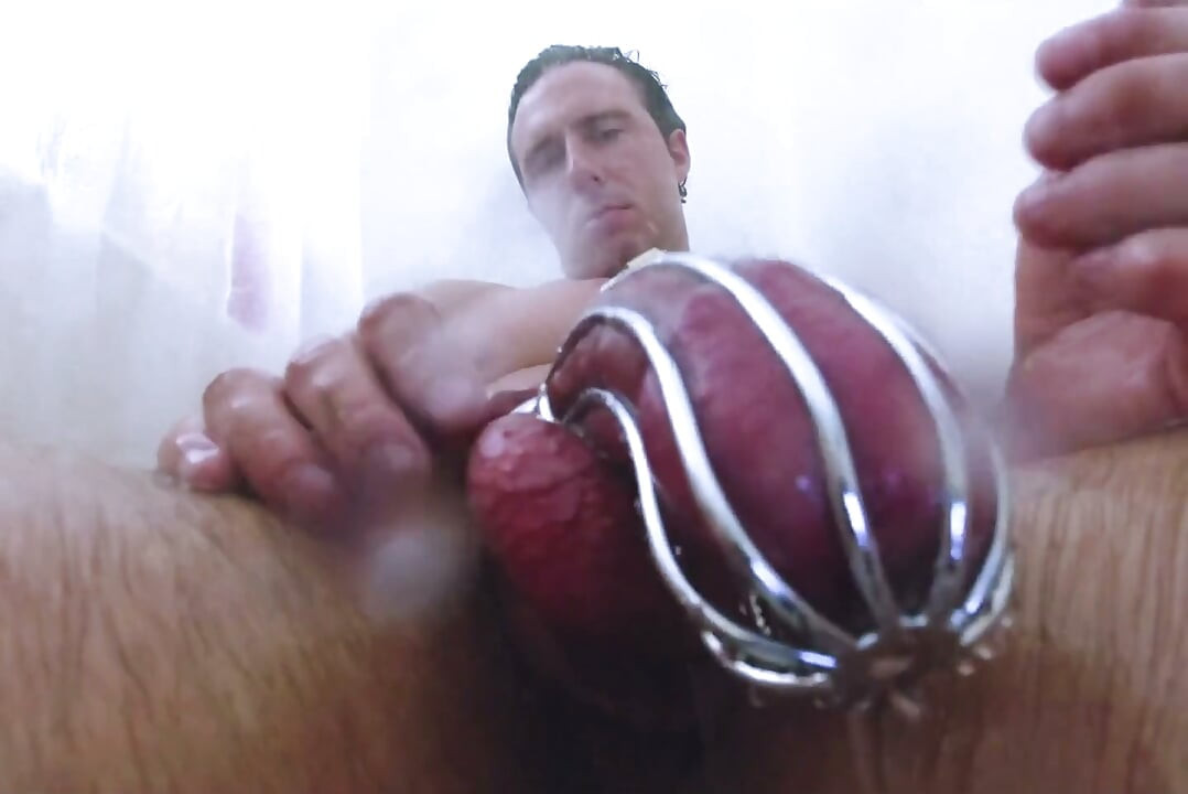 Caged Dick in Shower