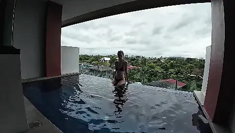 Having Fun In Our Pool And My Pussy Being Pummelled Into A Creamy Mess!