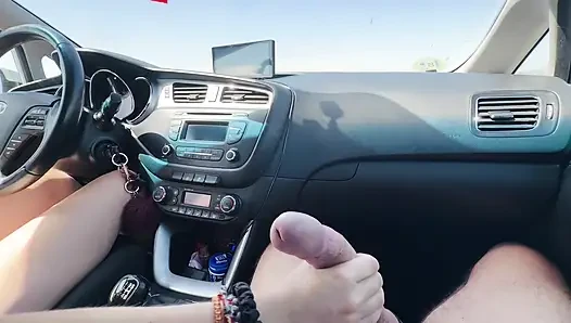 Blonde Gives Hot Car Handjob & Gets Covered in Cum on Her Hand