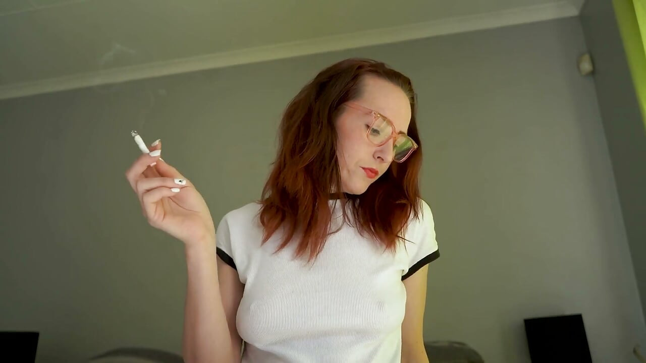 Hot Girl Smoking in Tight White Top
