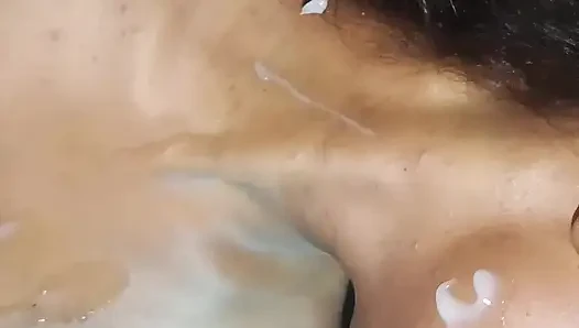 Crot di wajah kontol nyepong kontol dan mukanya dicrot sperma