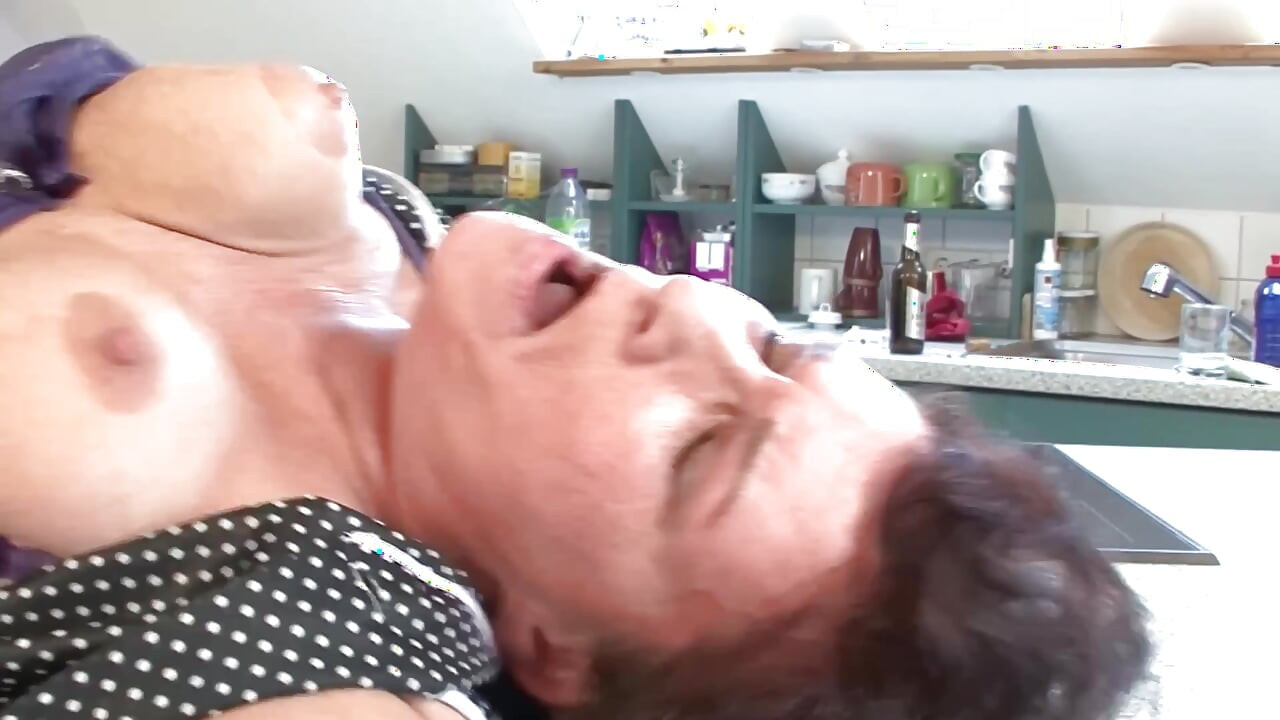 Mature Brunette MILF Pounded Hard on Kitchen Counter