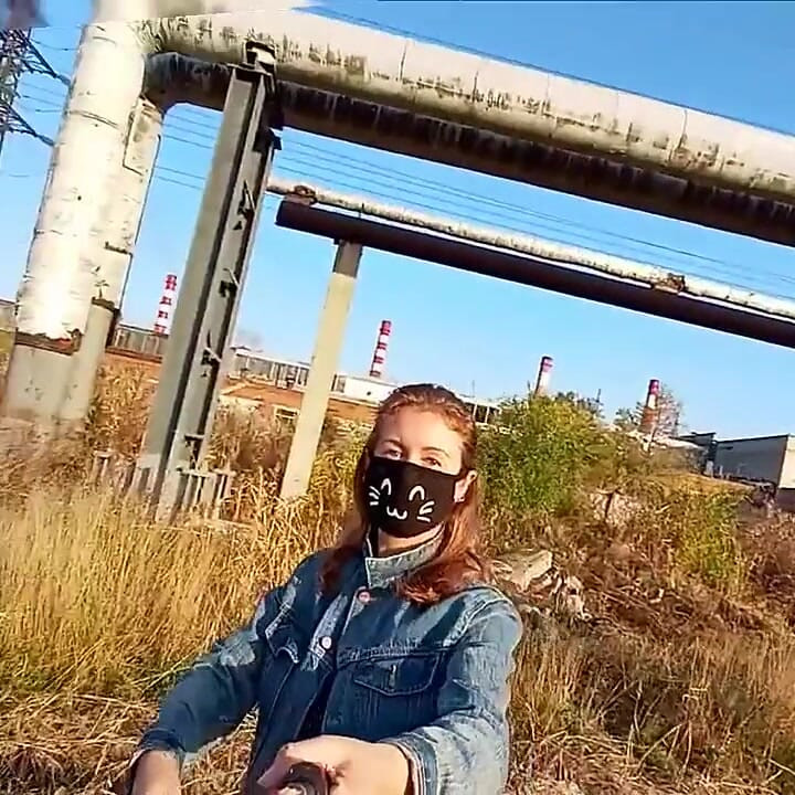 Walking in front of the factory and candle my pussy