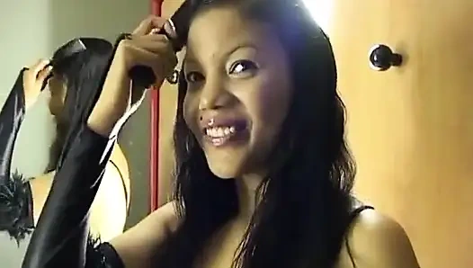 Geisha, a Beautiful Asian Mestizo Chill Out at the Hotel After Her Day of Filming