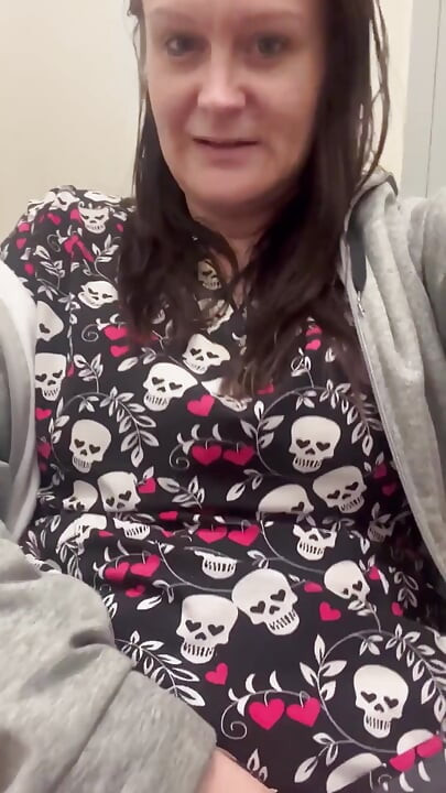 Naughty Nurse Squirts in Public Washroom