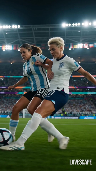 Blonde England vs Blonde Argentina Lesbian Clash (AI)