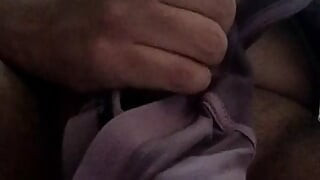 Wearing my huge bra and jerking my dick inside