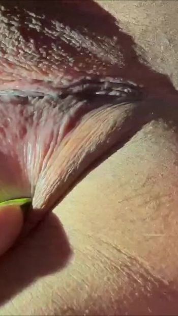 Showing tight pink pussy