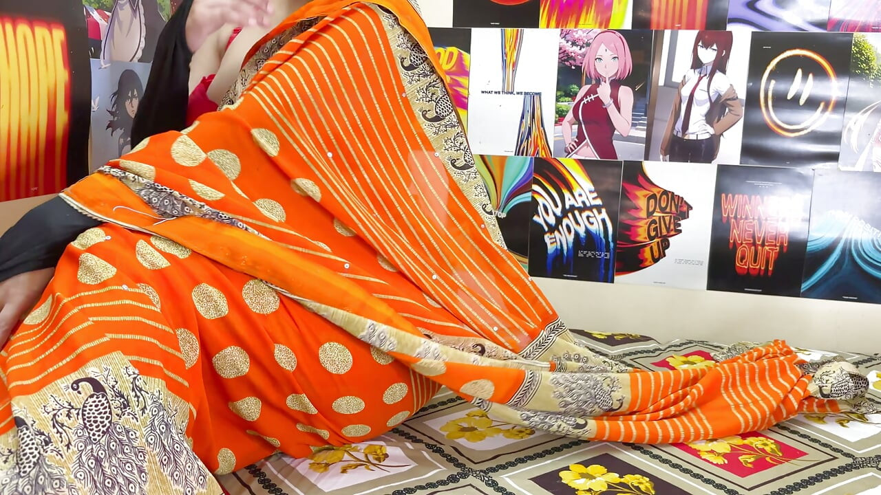 Hot indian maid flexing her seminude body and arousing young boss for fun.