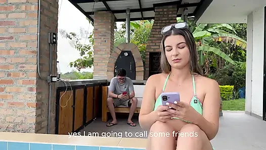 MY STEPSISTER WITH THE PERFECT ASS, SUCKS MY COCK AFTER OUR FIGHT IN THE MIDDLE OF A WALK