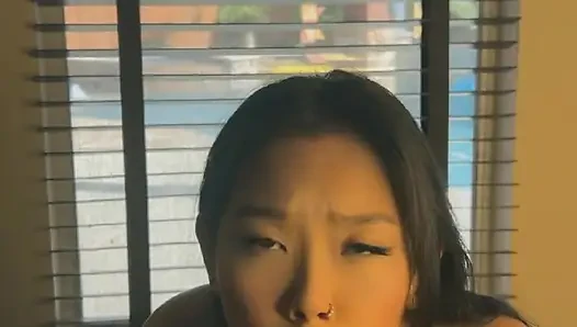 sexy asian girl giving handjob and blowjob huge cumshot