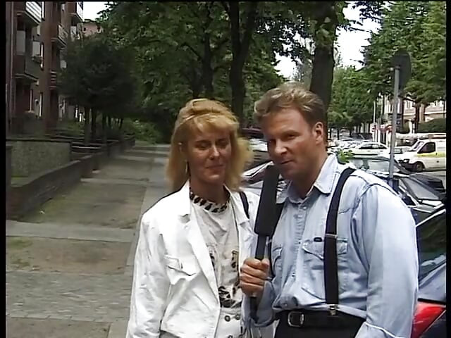 Blonde milf giving an interview