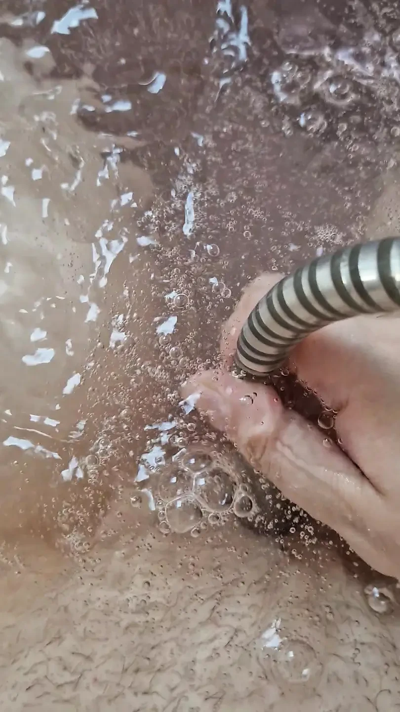 Bbw slave sow uses her clit with hard water jet, bdsm, pain pig, pain mare, fuckpig