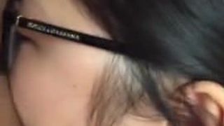 Nerdy Asian Girlfriend Blowjob