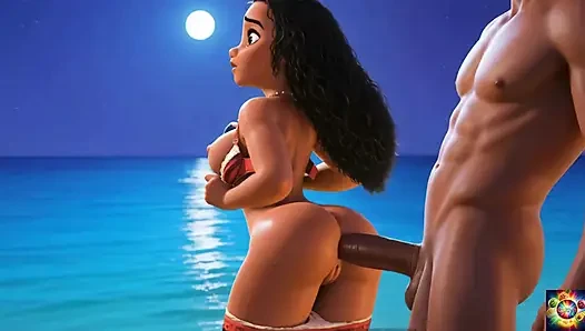 Романтический пляж Moana в отпуске - AI Анимация ASMR