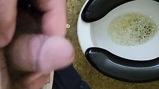 Taking a Pee and Quick Cum in Bathroom at work.