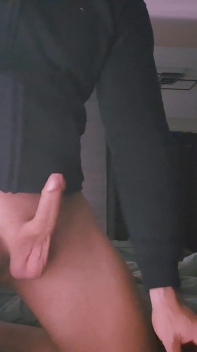 Wanking my Shaved Dick with Low hanging Balls & Cumming | Clip 1