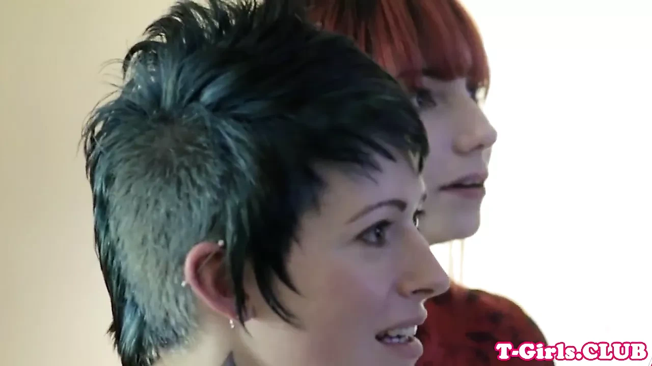 Inked transgirl straponfucked by redhead babe