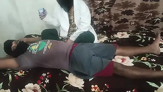 Female doctor check the patient at his room