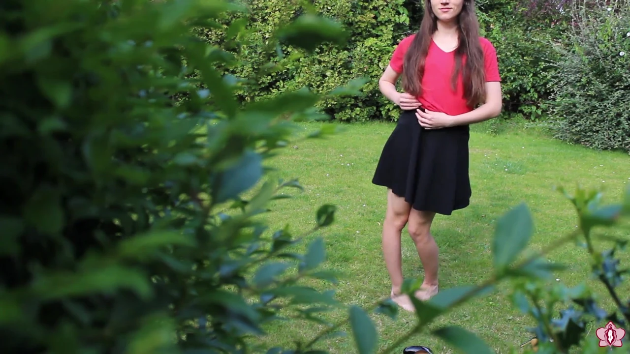 Slave Mila Plays with Her Bruised Caned Bottom Outdoors