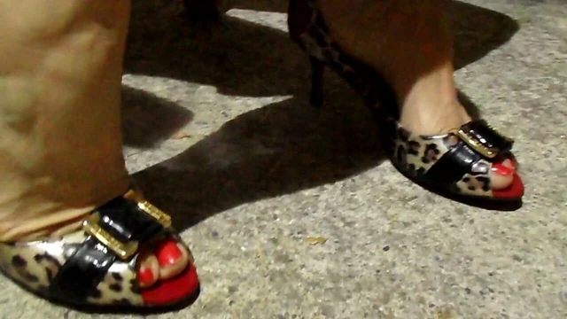 teasing with her tiger heels