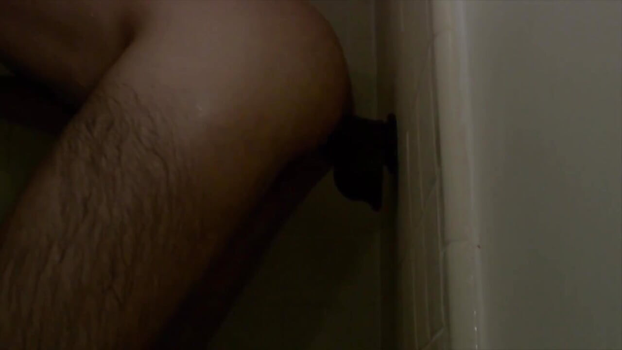 Giant Dildos in His Ass While Showering