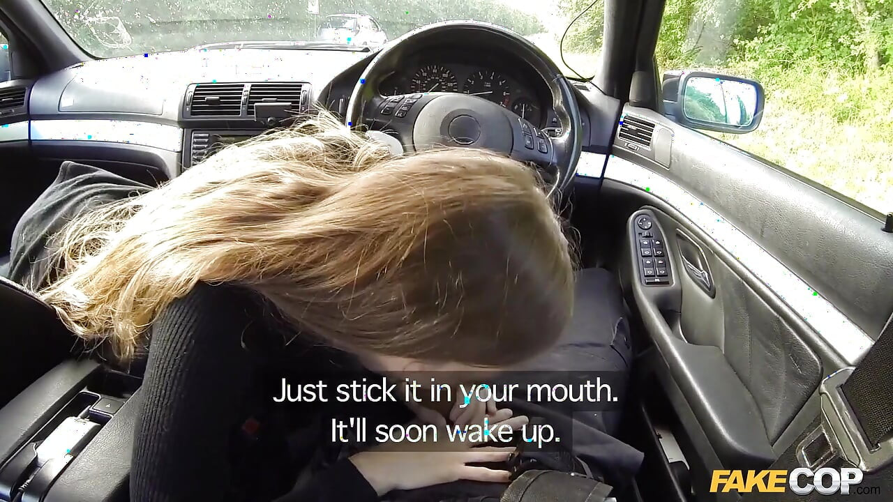 Fake Cop - Hard Fucked in the Car by a Tight Pussy and Deep Throat Blowjob