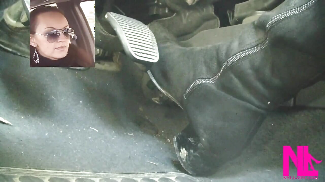 Driving Fast in Black Suede Knee High Boots