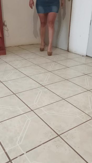 Modeling miniskirt to my cuckold