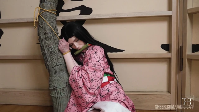 Cute Pixie Lesbian Playing Scissor with a Nezuko Kamado. Demon Slayer