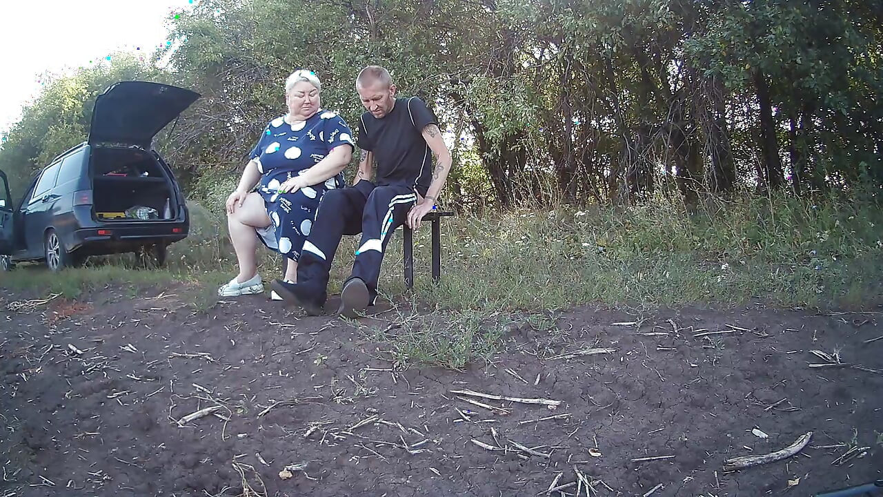 Mother-in-law in a public park jerks off my dick until I cum