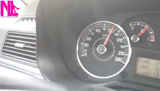 Sexy Speedy Driving in Patent Black Pumps and Seamed Black Pantyhose