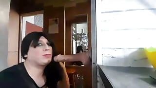 Horny trans make hot blowjob