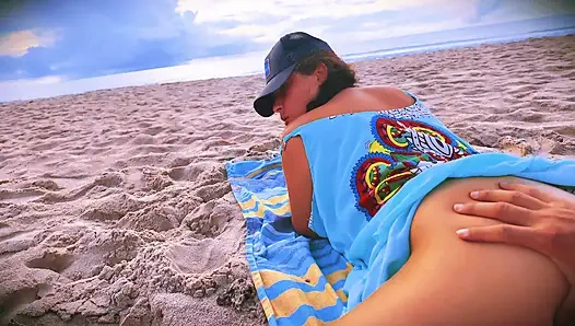 Suddenly a Stranger sneaks up and starts Touching my hairy Pussy on the Beach