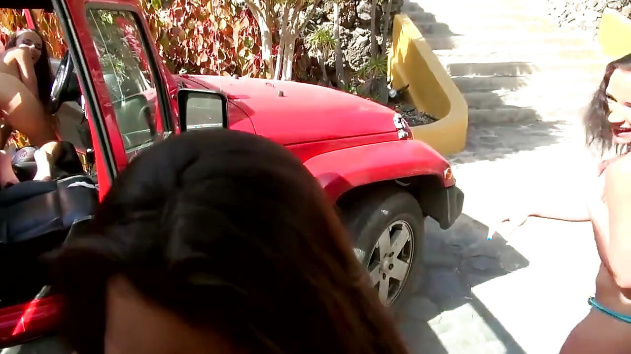 Naked Babes Sucking Cock and Washing Jeep Outdoors