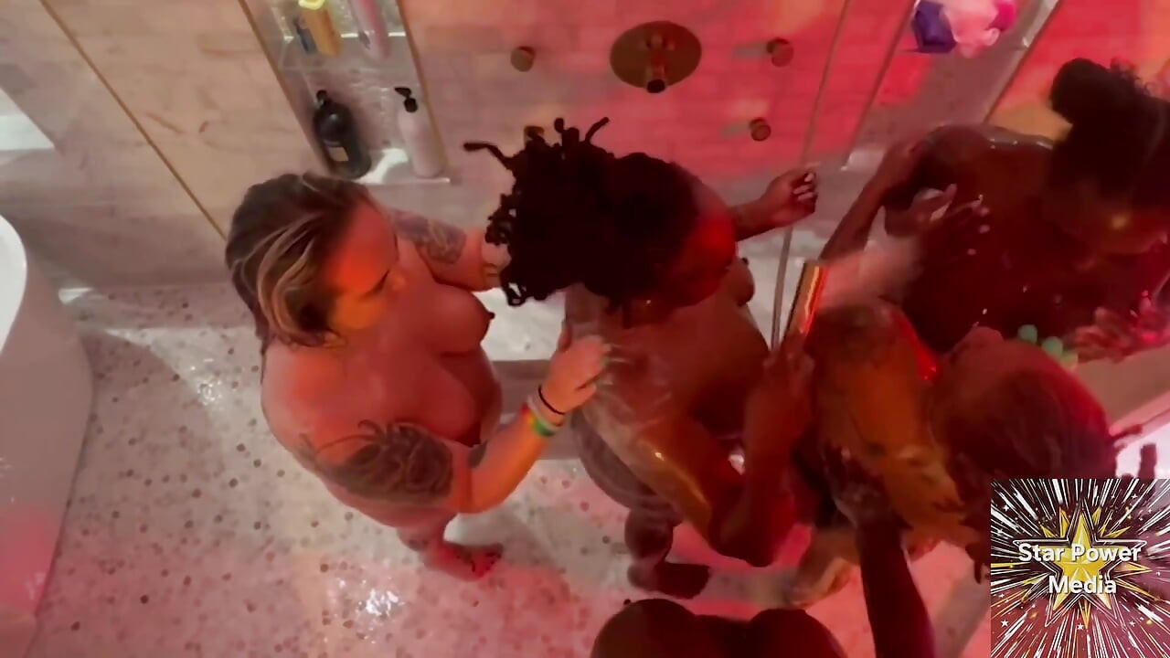 Omgiana's Soapy Lesbian Shower Orgy & 5-girl Toy Play Double Feature